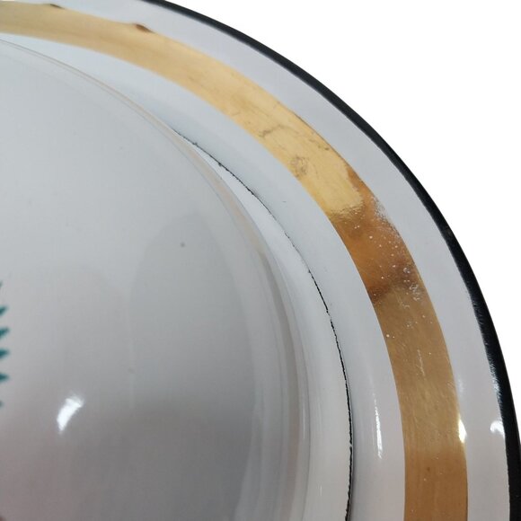 Georges Briard Birds of Paradise Covered Enamelware Oval Serving Dish Gold Trim - Picture 6 of 8